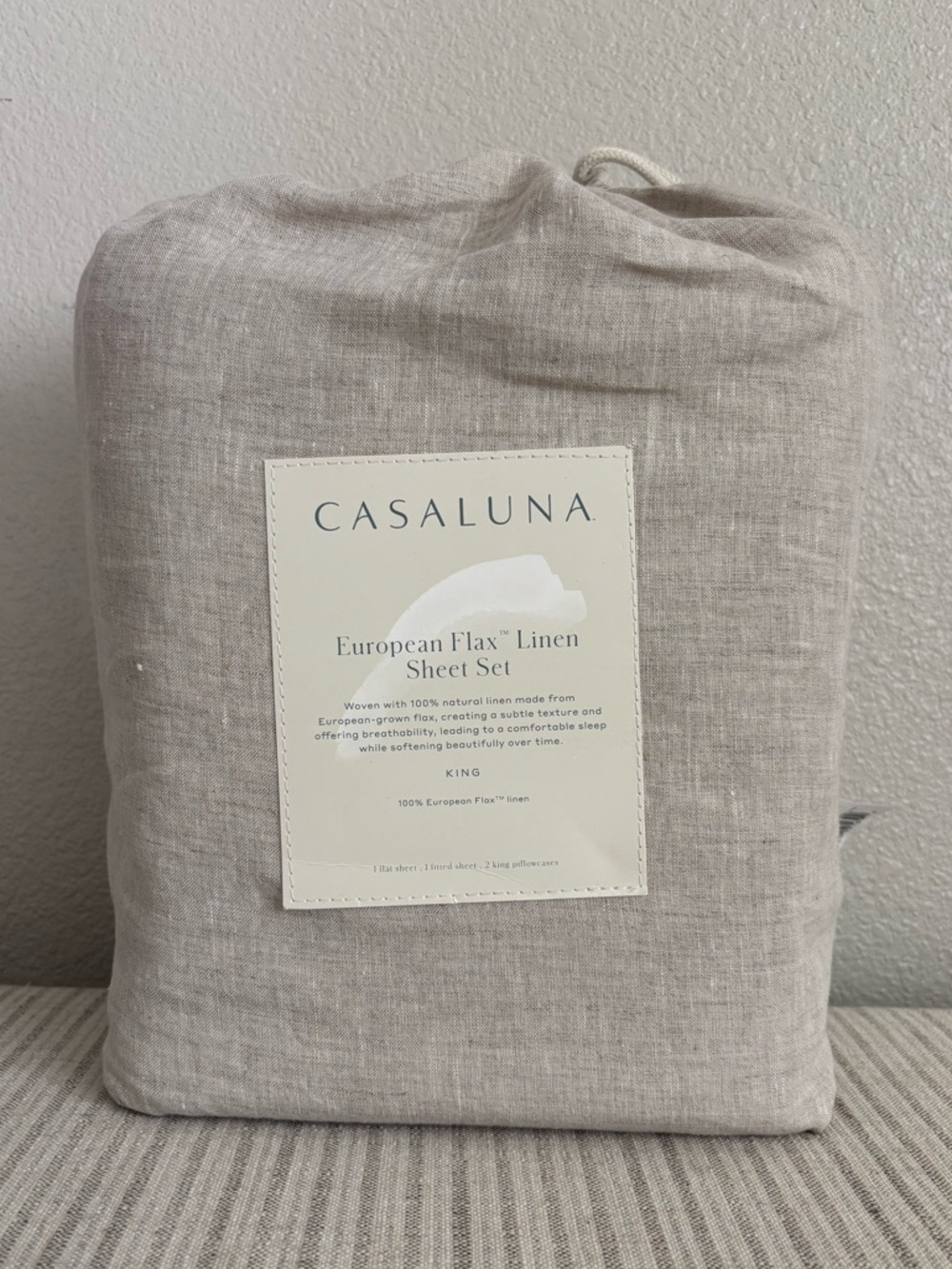 NWT King 100% Linen Sheet Set Natural - Casaluna